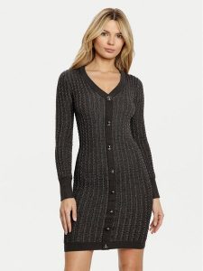 Guess Sukienka dzianinowa W5RK09 Z3KT0 Szary Bodycon Fit. Szare kombinezony Guess, xxl, z aplikacjami, z dzianiny, bez kołnierzyka, bez ramiączek. Za 349,99 zł.