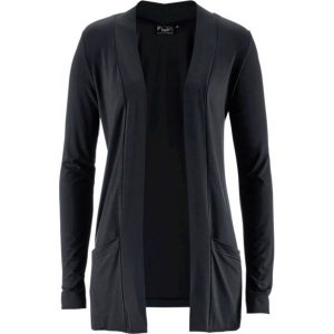 Shirt bez zapięcia ze stretchem, z miękkiej wiskozy. Szare kardigany bonprix, z wiskozy. Za 82,99 zł.