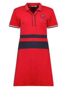 Geographical Norway Sukienka polo "Kyliane" w kolorze czerwono-granatowym rozmiar: S. Czerwone sukienki Geographical Norway, na co dzień, s, bez wzorów, bez kołnierzyka, bez ramiączek, mini, proste. Za 88,02 zł.