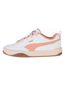 Puma Sneakersy "Park Lifestyle" w kolorze biało-pomarańczowym rozmiar: 37,5. Białe trampki Puma, bez wzorów, z materiału, bez zapięcia. Za 158,10 zł.