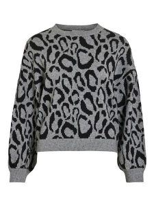 Vila Sweter "Tip" w kolorze szaro-czarnym rozmiar: XL. Czarne swetry oversize Vila, xl, bez wzorów, bez ramiączek. Za 113,99 zł.