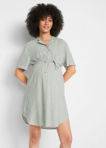 Sukienka ciążowa i do karmienia, z lejącej wiskozy. Białe sukienki bonprix, bez wzorów, z tkaniny, bez kołnierzyka, moda ciążowa, bez ramiączek, koszulowe. Za 112,99 zł.