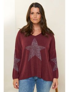 Curvy Lady Sweter w kolorze bordowym rozmiar: 44/46. Czerwone swetry oversize Curvy Lady, bez wzorów, bez ramiączek. Za 173,60 zł.