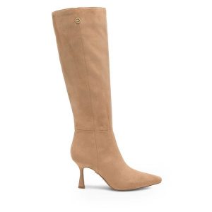 Kozaki Nine West. Brązowe kozaki Nine West, bez wzorów, bez obcasa, na szpilce, bez zapięcia. Za 329,99 zł.