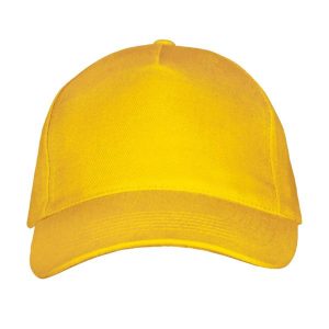 Czapka Z Daszkiem Z 5 Panelami Long Beach. Żółte czapki SOL'S, bez wzorów. Za 29,99 zł.