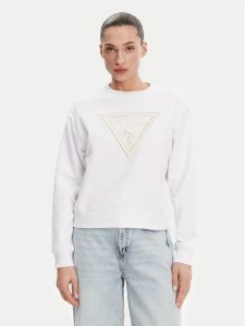 Guess Bluza W5GQ12KBKM0 Biały Regular Fit. Białe bluzy Guess, m, z aplikacjami, z bawełny, bez kaptura. Za 209,99 zł.