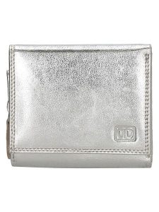 DOUBLE-D Skórzany portfel w kolorze srebrnym - 10 x 9 x 3 cm rozmiar: onesize. Szare portfele DOUBLE D, bez wzorów, z materiału. Za 43,99 zł.