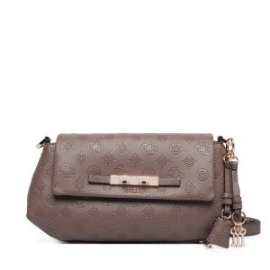 Torebka Guess. Brązowe listonoszki Guess, z aplikacjami, bez dodatków. Za 584,99 zł.