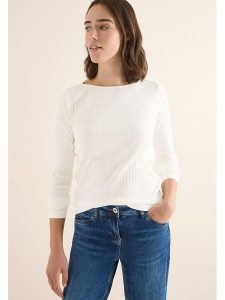 Cecil Koszulka w kolorze kremowym rozmiar: L. Brązowe bluzki Cecil, l, bez wzorów, z bawełny, bez kołnierzyka, bez ramiączek. Za 100,28 zł.