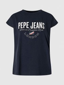 Pepe Jeans Koszulka "Parker" w kolorze granatowym rozmiar: L. Niebieskie bluzki Pepe Jeans, l, bez wzorów, z bawełny, bez kołnierzyka, bez ramiączek. Za 100,99 zł.