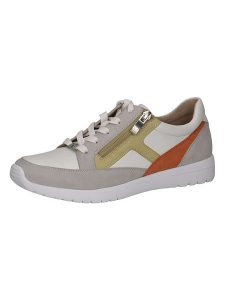 Caprice Skórzane sneakersy w kolorze szaro-żółtym rozmiar: 41. Szare trampki Caprice, bez wzorów, bez zapięcia. Za 259,13 zł.