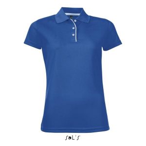 Damska koszulka polo Sol's Performer. Niebieskie bluzki SOL'S, s, bez wzorów, bez kołnierzyka, bez ramiączek. Za 126,00 zł.
