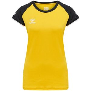 Koszulka damska Hummel hmlhmlCORE volley stretch. Żółte bluzki Hummel, m, bez wzorów, sportowe, bez kołnierzyka, bez ramiączek. Za 144,50 zł.