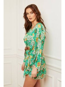 Plus Size Company Sukienka w kolorze zielonym rozmiar: 46. Zielone sukienki Plus Size Company, plus size, bez wzorów, klasyczne, bez kołnierzyka, plus size, bez ramiączek, mini. Za 118,56 zł.