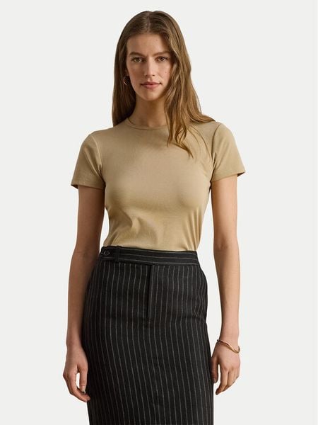 LAUREN RALPH LAUREN T-Shirt Alli 200807563053 Beżowy Regular Fit. Brązowe t-shirty Lauren Ralph Lauren, l, bez wzorów, z bawełny, bez kołnierzyka, bez ramiączek. Za 289,99 zł.