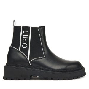 Sztyblety Liu Jo. Czarne botki Liu Jo, bez wzorów, bez obcasa, na płaskiej podeszwie, bez zapięcia. Za 559,99 zł.