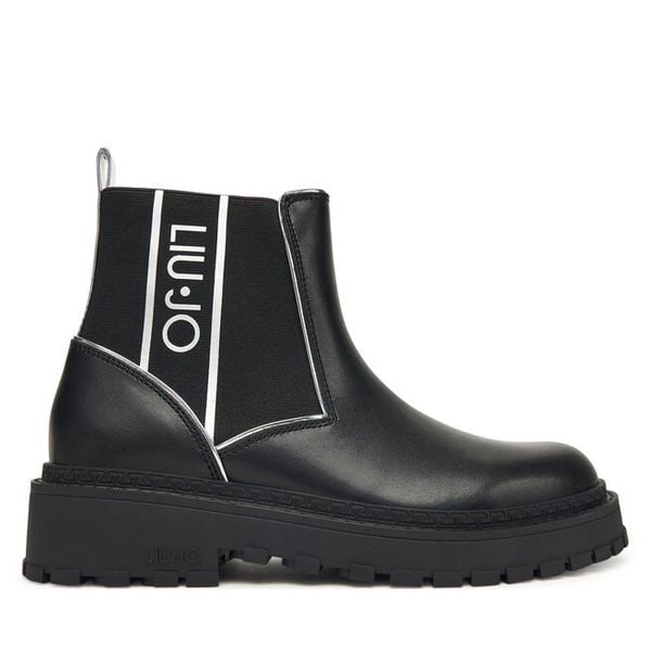 Sztyblety Liu Jo. Czarne botki Liu Jo, bez wzorów, bez obcasa, na płaskiej podeszwie, bez zapięcia. Za 559,99 zł.