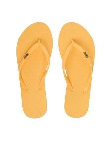 Roxy Japonki ARJL100663-PBA Żółty. Żółte klapki Roxy, bez wzorów, z materiału, bez obcasa. Za 69,99 zł.