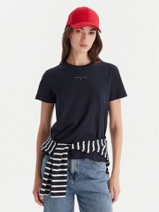 Tommy Jeans T-Shirt Linear DW0DW21964 Granatowy Regular Fit. Niebieskie t-shirty Tommy Jeans, l, bez wzorów, z bawełny, bez kołnierzyka, bez ramiączek. Za 109,99 zł.