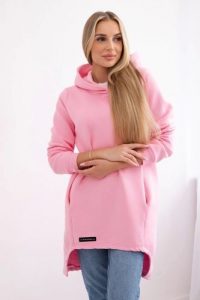 Bluza ocieplana z dłuższym tyłem jasno różowa. Czerwone bluzy KESI, l, bez wzorów, z bawełny, bez kaptura. Za 267,67 zł.