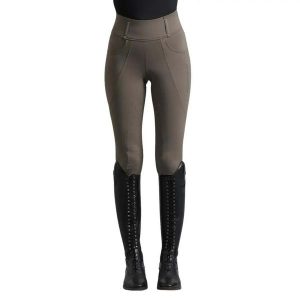 Damskie legginsy jeździeckie z pełną przyczepnością Premier Equine Ventus. Brązowe legginsy PREMIER EQUINE, bez wzorów, z tkaniny, z podwyższonym stanem. Za 385,50 zł.