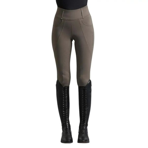 Damskie legginsy jeździeckie z pełną przyczepnością Premier Equine Ventus. Brązowe legginsy PREMIER EQUINE, bez wzorów, z tkaniny, z podwyższonym stanem. Za 385,50 zł.