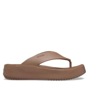 Japonki Crocs. Brązowe klapki Crocs, bez wzorów, bez obcasa. Za 135,99 zł.