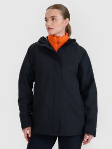 4F Kurtka trekkingowa membrana 15000 damska - czarna XL. Czarne kurtki 4f, na zimę, m, bez wzorów, z dzianiny, bez kaptura. W wyprzedaży za 299,99 zł.