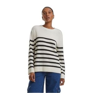 Damski sweter w paski Urban Classics Rib. Białe swetry klasyczne Urban Classics, na jesień, bez kołnierzyka. Za 206,00 zł.