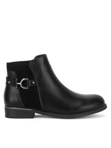 Clara Barson Botki WS2371-04 Czarny. Czarne botki Clara Barson, bez wzorów, z materiału, bez obcasa, na płaskiej podeszwie, bez zapięcia. Za 149,99 zł.