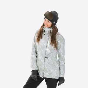 Kurtka snowboardowa damska Dreamscape SNB 100. Białe kurtki DREAMSCAPE, na zimę, m, bez wzorów, z materiału, bez kaptura, narciarskie. Za 299,99 zł.