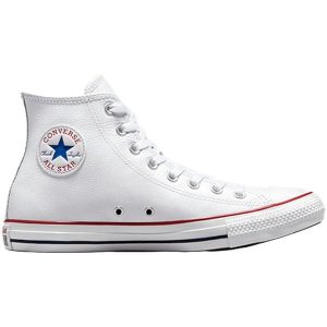 Trampki Converse Chuck Taylor HI Leather, Dla obu płci. Białe buty sportowe Converse, bez wzorów, ze skóry, bez zapięcia. Za 349,99 zł.