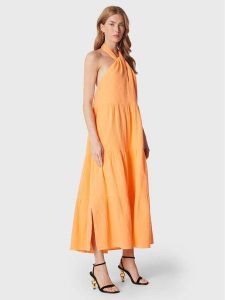 Seafolly Sukienka letnia Halter 54864-DR Pomarańczowy Regular Fit. Brązowe kombinezony Seafolly, na lato, bez wzorów, z bawełny, bez kołnierzyka, bez ramiączek. Za 349,00 zł.
