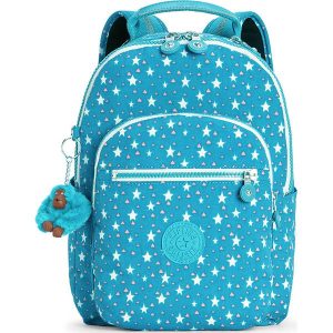 Plecak "Seoul Go S" w kolorze turkusowym. Plecaki marki Kipling. W wyprzedaży za 128,95 zł.