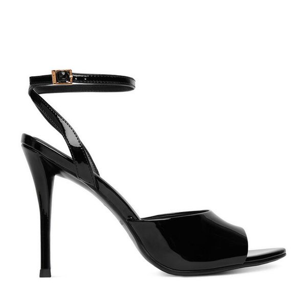 Sandały Eva Minge. Czarne sandały Eva Minge, bez wzorów, bez obcasa, na szpilce, bez zapięcia. Za 429,99 zł.