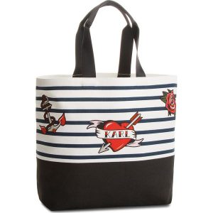 Torebka KARL LAGERFELD - 81KW3079 Stripes. Białe shopper bag marki KARL LAGERFELD. W wyprzedaży za 219,00 zł.