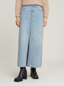 G-Star Spódnica dżinsowa w kolorze błękitnym rozmiar: W32. Niebieskie spódnice G-Star, na co dzień, z aplikacjami, z bawełny, klasyczne, maxi. Za 195,99 zł.