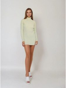 Monki Sukienka dzianinowa w kolorze jasnozielonym rozmiar: S. Zielone sukienki Monki, s, bez wzorów, z dzianiny, bez kołnierzyka, bez ramiączek, mini. Za 39,99 zł.