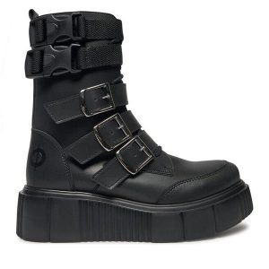 Botki Altercore. Czarne botki Altercore, bez wzorów, bez obcasa, na koturnie, bez zapięcia. Za 549,99 zł.