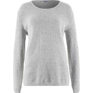 Sweter z puszystej przędzy bonprix matowy srebrny - jagodowy. Swetry klasyczne marki bonprix. Za 54,99 zł.