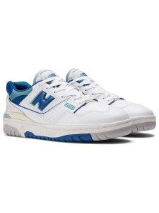 New Balance Skórzane sneakersy "550" w kolorze biało-niebieskim rozmiar: 44. Białe trampki New Balance, bez wzorów, bez zapięcia. Za 342,60 zł.