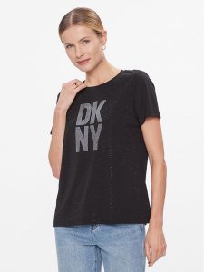 DKNY T-Shirt P3JHXDNA Czarny Regular Fit. Czarne t-shirty DKNY, xs, bez wzorów, z syntetyku, bez kołnierzyka, bez ramiączek. Za 269,99 zł.