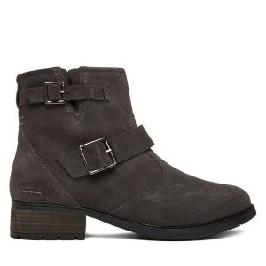 Botki Josef Seibel. Szare botki Josef Seibel, bez wzorów, bez obcasa, na słupku, bez zapięcia. Za 429,99 zł.