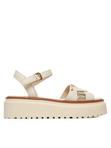 Liu Jo Sandały Bessie 01 SA6159 PX026 Biały. Białe sandały Liu Jo, bez wzorów, ze skóry, bez obcasa, na koturnie, bez zapięcia. Za 559,99 zł.