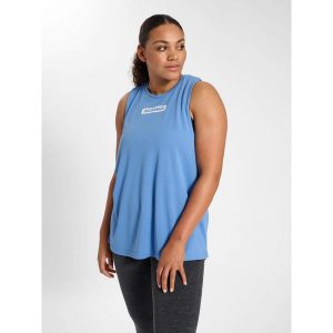 Damski tank top Hummel Curvy Plus. Niebieskie topy Hummel, xl, bez wzorów, z materiału, sportowe, bez kołnierzyka, bez ramiączek. Za 117,50 zł.
