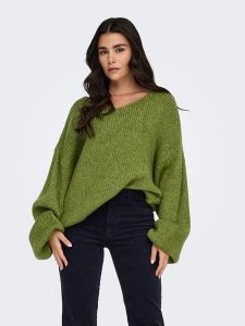 JDY Sweter w kolorze oliwkowym rozmiar: S. Brązowe swetry oversize JDY, s, bez wzorów, bez ramiączek. Za 129,95 zł.