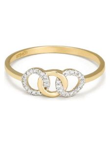 ATELIER DU DIAMANT Złoty pierścionek "ronds entrelacés" z diamentami rozmiar: 54. Żółte pierścionki ATELIER DU DIAMANT, z diamentem, złote. Za 948,99 zł.