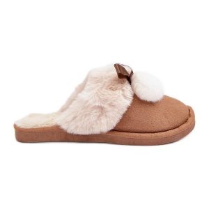 Kapcie Damskie Z Futerkiem Camel beżowy. Brązowe kapcie bez wzorów. Za 82,20 zł.