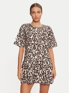 Gina Tricot Sukienka codzienna 24447 Brązowy Regular Fit. Brązowe kombinezony Gina Tricot, s, bez wzorów, z syntetyku, bez kołnierzyka, bez ramiączek. Za 99,99 zł.