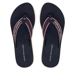 Japonki Tommy Hilfiger. Niebieskie klapki TOMMY HILFIGER, bez wzorów, bez obcasa. Za 189,99 zł.
